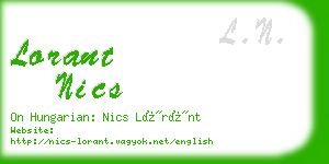 lorant nics business card